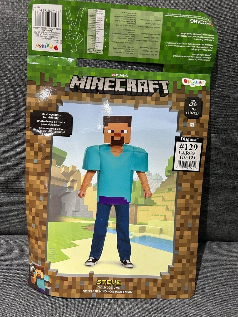 Minecraft Steve Costume Boys 10-12 **Like New**